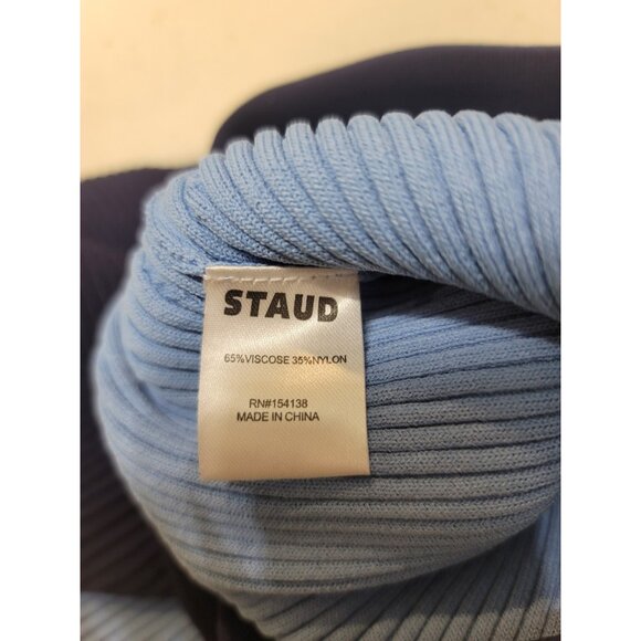Staud Lorraine Skirt Blue Navy Blue Midi Rib Knit XS - Picture 6 of 6
